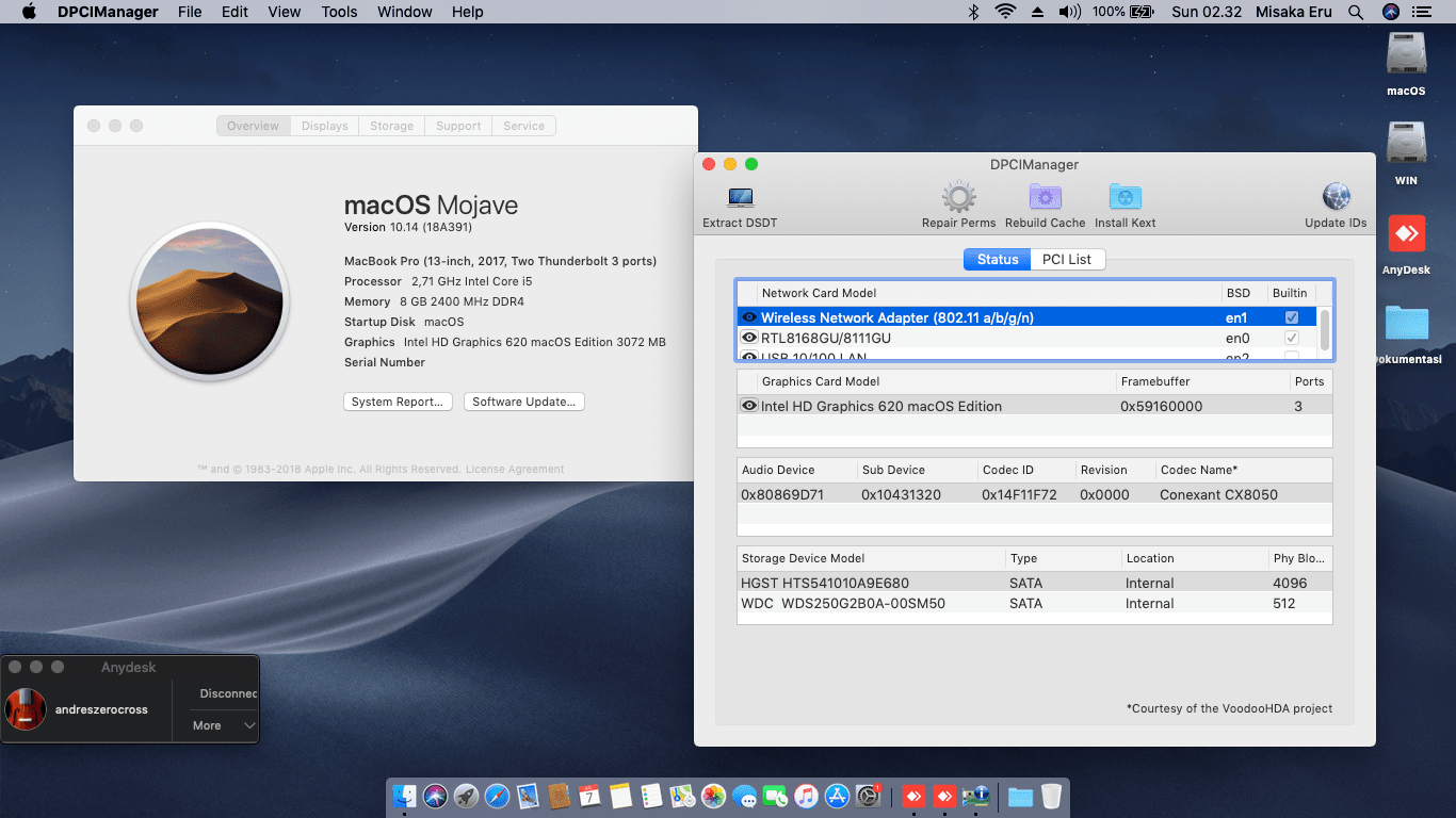 Succes Hackintosh macOS Mojave 10.14 Build 18A391 at Asus A456UR-GA091D